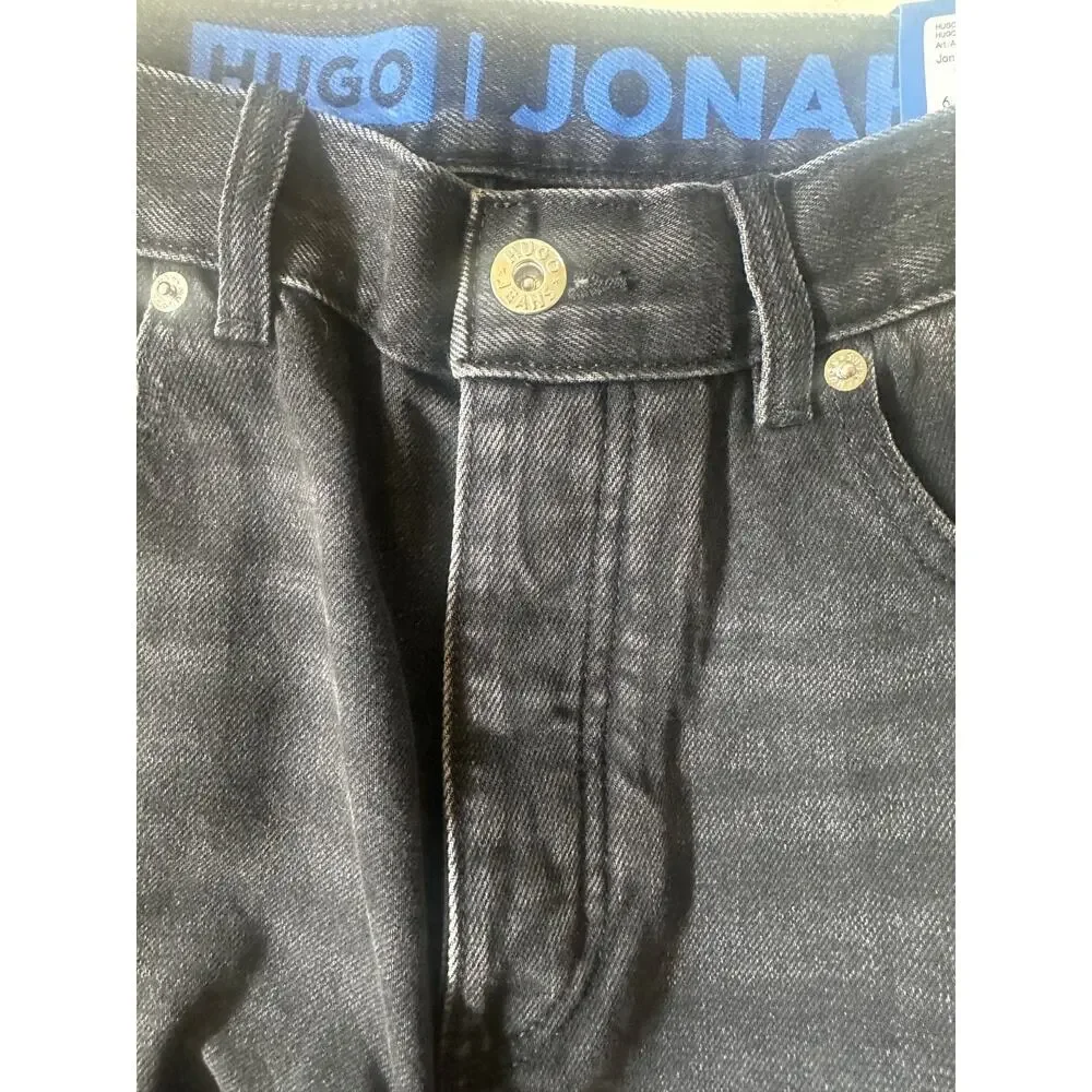 HUGO Boss Jonah Straight Button Fly Jeans Men's 32 x 32 Black Denim NWT